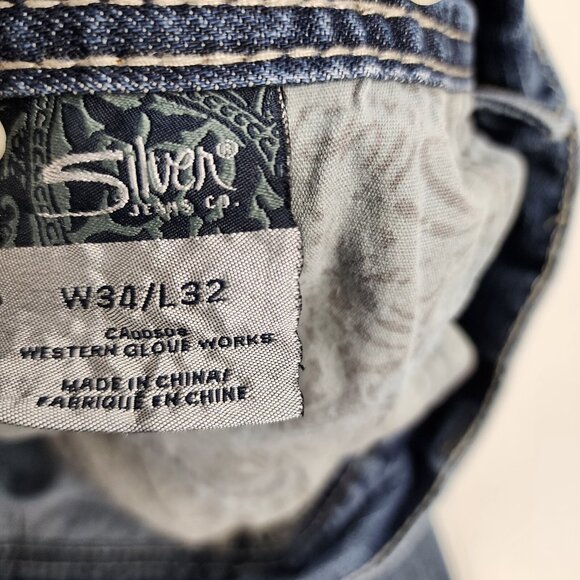 Silver Jeans Mens 34x30 Blue Zac Straight Leg Denim Altered Hem - Picture 10 of 11